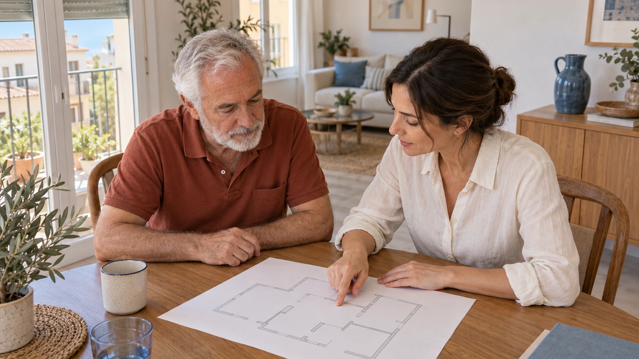 AI illustration: discussing an illustrative home layout; this is not a flood map.