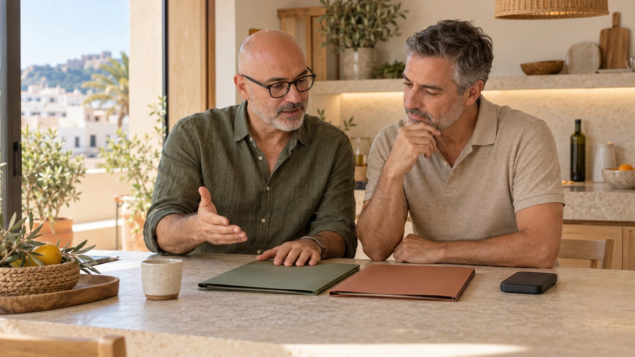 AI illustration: Discussing home financing options.