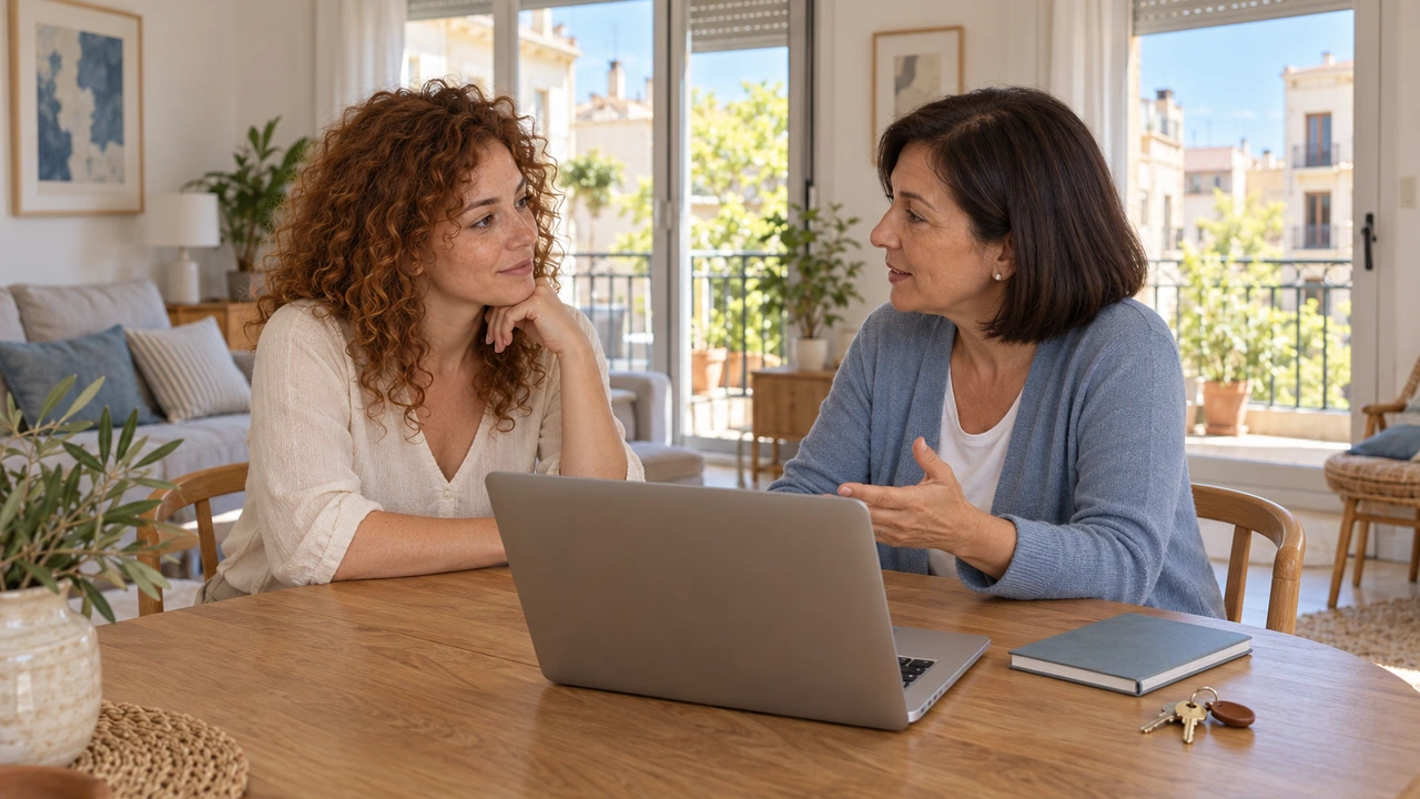 AI illustration: a calm rental discussion with an adviser.